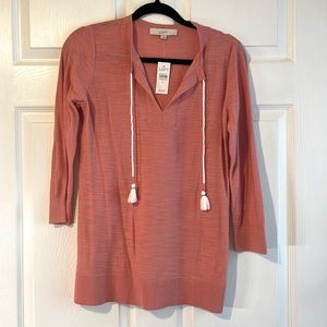 Loft Coral 3/4 Sleeve Light Weight Sweater - Medium NWT